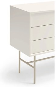 Beżowo-kremowa niska komoda z drzwiami przesuwnymi 140x91 cm Nube – Teulat