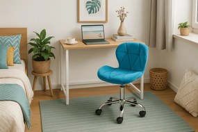 Zestaw do biura – składany stół ZARIMO 80×40 cm biały + krzesło biurowe AVOLA VELVET niebieskie