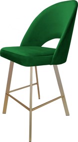 Hoker POLO krzesło barowe tkanina Welur podstawa metalowa : Kolor nogi - Złota profil, Kolor tkaniny - VELVET - MG25, Typ siedziska - Siedzisko stałe