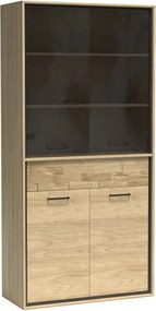 Witryna SYNDRA 197 x 92,2 cm, Stojąca witryna do Salonu, Dąb