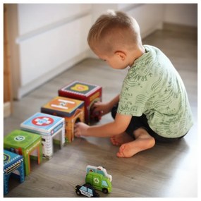 Woopie green układanka kostki miasto pojazdy w pudełkach + figurki 10 el.