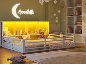 Łóżko dziecięce 140x200 cm - z miejscem do przechowywania - stelaż listwowy - białe (bez materaca)