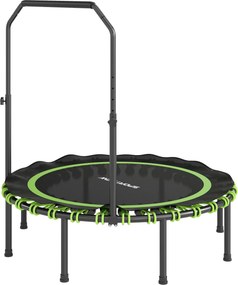 SPORTNOW Trampolina fitness z regulowaną poręczą, Trampolina sportowa do wewnątrz i na zewnątrz, Stal, Tworzywo sztuczne, Zielona