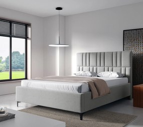 Jasnoszare łóżko tapicerowane z pojemnikiem 4 rozmiary L9-C25