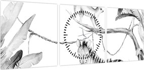 Obraz - Akwarelowa dżungla (z zegarem) (90x30 cm)