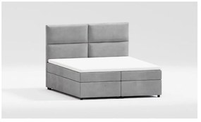 Jasnoszare łóżko boxspring ze schowkiem 160x200 cm Rico – Ropez