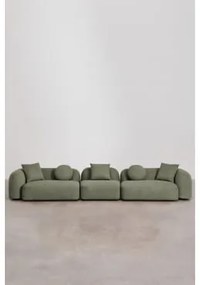 Modułowa Sofa 3-częściowa Z Tkaniny Coco Chenille Tkaniny Szenil Salvia Zieleń - Sklum