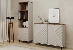 Dwudrzwiowa ryflowana komoda na nóżkach kaszmir + dąb castello - Milox 3X
