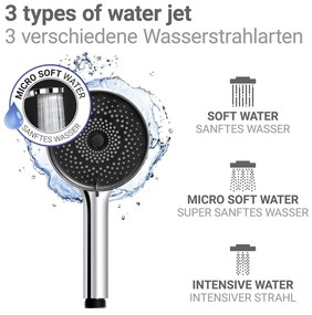 Zestaw prysznicowy ze stali nierdzewnej w kolorze srebra ze słuchawką prysznicową/z drążkiem z suwakiem 70 cm Softwater – Wenko
