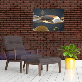 Obraz na szkle - Grafika z jeleniem (70x50 cm)