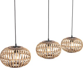 Orientalna lampa wisząca bambusowa 3-światłowa prostokątna - Amira