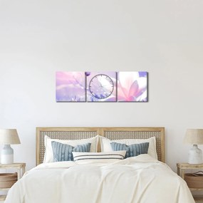 Obraz - Motyl lecący do kwiatu (z zegarem) (90x30 cm)