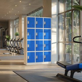 Szafa BHP z 12-skrytkami 90x40x185 cm Marcin szary/niebieski