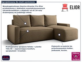 Brązowy narożnik rozkładany z funkcją spania R1-T88