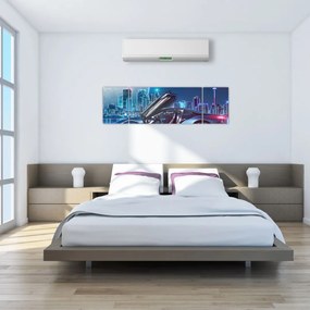 Obraz samochodu wyścigowego w nocy (170x50 cm)