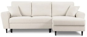 Beżowy rozkładany narożnik ze schowkiem z materiału bouclé (prawostronny/z szezlongiem) Kyoto – Cosmopolitan Design