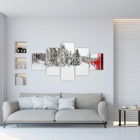 Obraz - Pociąg w zaśnieżonym krajobrazie (125x70 cm)