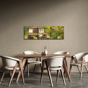 Obraz - Domki letniskowe w lecie (z zegarem) (90x30 cm)