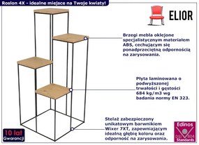 4-poziomowy kwietnik w stylu loft czarny + dąb lancelot - Roslon 4X