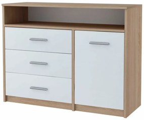 Komoda z szufladami i półkami dąb sonoma + biały - Cermesa 3X