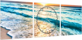 Obraz - Plaża morska (z zegarem) (90x30 cm)