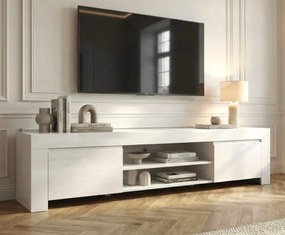 Biała szafka RTV Amaretto 190 cm, w wysokim połysku