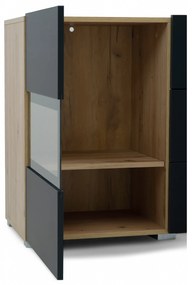 Komoda z szufladami Baros 26 - 132 cm - dąb artisan / czarny mat
