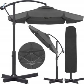 Składany parasol ogrodowy ARCADIA 300 cm, szary