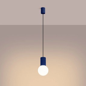 Lampa wisząca HALO 1 ultramaryna ryflowana SOLLUX  LIGHTING
