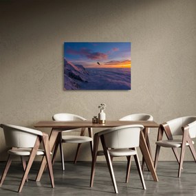 Obraz na szkle o zachodzie słońca, Mt. Blanc (70x50 cm)