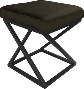 Pufa ZOA tkanina Welur loft ławka podnóżek metal : Kolor Stelaża - Czarny , Kolor tkaniny - VELVET - MG05, Typ tkaniny - Velvet