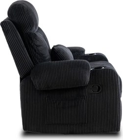 Fotel Rozkładany z Podnóżkiem TORRES Czarny Sztruksowy Nowoczesny