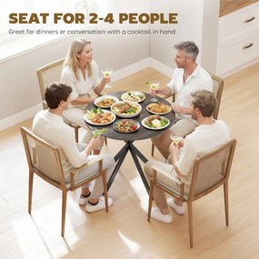 HOMCOM Okrągły stół kuchenny, 80 cm, kompaktowy blat, płyta wiórowa, metal, brązowy | Aosom PL