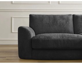 Czarny narożnik z tkaniny szenilowej (prawostronny/z szezlongiem) Leonore – Bobochic Paris