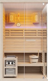 Fińska sauna szklana z oświetleniem LED - 1/2 osoby - S120 x G120 x W200 cm - SELKI