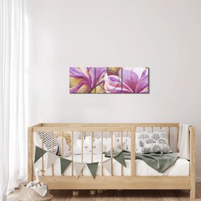 Obraz - Kwiaty magnolii (z zegarem) (90x30 cm)