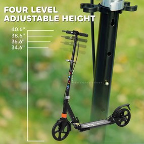 AIYAPLAY Hulajnoga dziecięca Scooter z regulowanymi uchwytami, składana hulajnoga dla dzieci 6-12 lat, 94 x 36 x 88-103cm, Czarny