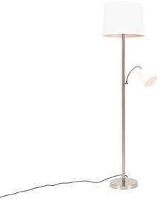 Inteligentna lampa stojąca stalowa z białym kloszem, w tym WiFi A60 i E14 - Retro klasyczny/Antyczny Oswietlenie wewnetrzne