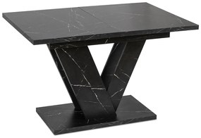 Stół Prostokątny Rozkładany CLARK 120-160 cm Czarny Marmur Glamour
