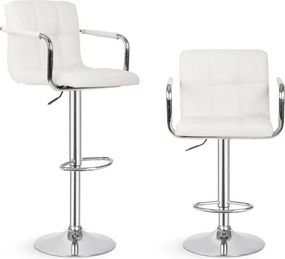 MIADOMODO Krzesło barowe 2 szt, z podłokietnikami, białe