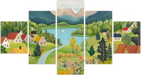 Obraz - Wioska w górach (125x70 cm)