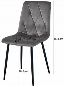 Jasnobeżowe aksamitne krzesło do jadalni LIBRA z czarnymi nogami