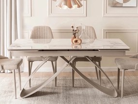 Rozkładany stół z ceramicznym blatem Luigi 160-240 cm, biały marmur/kaszmir