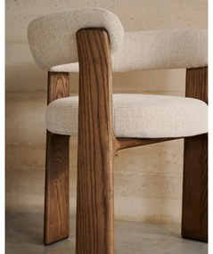 Brązowo-beżowe krzesło z litego drewna jesionowego Granite – Kave Home