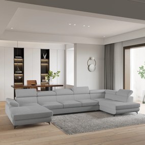 Masseno Narożnik MONTIVA z funkcją spania i pojemnikiem na pościel Narozniki U, Rozkładana sofa - Jasnoszary, QUELLE 83