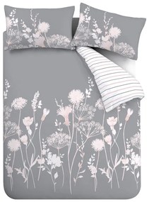 Szara pościel dwuosobowa 230x220 cm Meadowsweet Floral – Catherine Lansfield