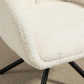 HOMCOM Fotel, Obrotowy Fotel Tapicerowany z Wygodną Muszlą Siedziska, Miękka Tapicerka, do 120 kg, Kremowy