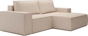 Kanapa narożna rozkładana mała z teksturowanej tkaniny w kolorze beżowym AMELIA
