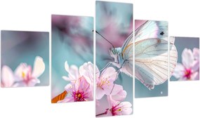 Obraz - Motyl na drzewie wiśni (125x70 cm)