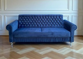 Elegancka kanapa Emma 3 osobowa głęboko pikowana z funkcją spania i pojemnikiem na pościel